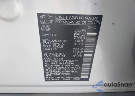 2015 Nissan Rogue Sv from USA, damaged, VIN KNMAT2MV2FP541290